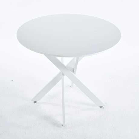 Mid-Century Dining Table For 4 - 6 People With Round MDF Table Top, Pedestal Dining Table, End Table Leisure Coffee Table, Cross Leg - Furniture Home Direct