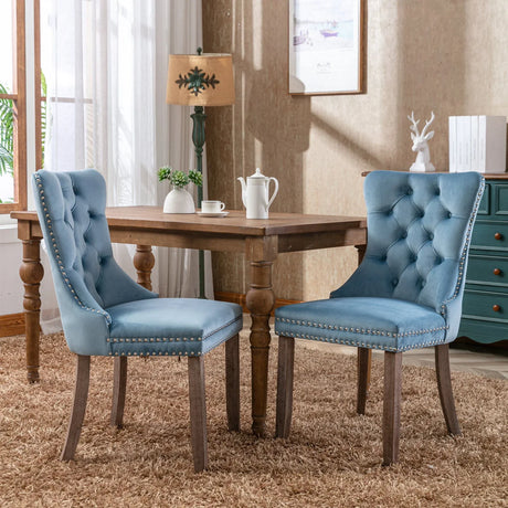 Nikki - Modern, High-End Tufted Solid Wood Contemporary Velvet Upholstered Dining Chair With Wood Legs Nailhead Trim (Set of 2) - Furniture Home Direct