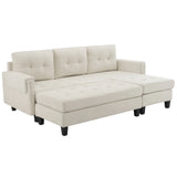 Sleeper Sectional Chenille L Shaped With Chaise Beige - Furniture Home Direct