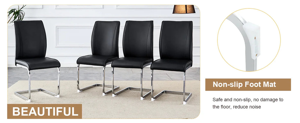 Dining Set Round Table With Upholstered Chairs Black - Furniture Home Direct