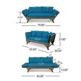 Outdoor Sofa With Wood Frame - Blue - Furniture Home Direct