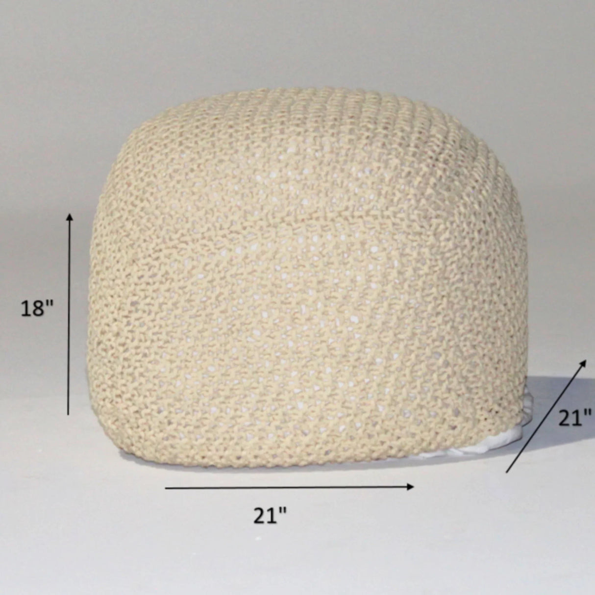 Semi Rounded Pouf, Cable Knitted, Perfect Seating - Furniture Home Direct