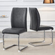 Dining Chairs Cantilever Metal Frame Polished PU Dark Gray - Furniture Home Direct