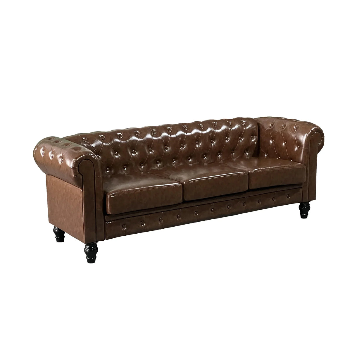 PU Upholstered Tufted Sofa - Brown - Furniture Home Direct