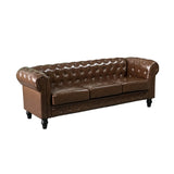 PU Upholstered Tufted Sofa - Brown - Furniture Home Direct