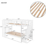 Stairway Bunk Bed With Storage And Guard Rail For Bedroom - Furniture Home Direct