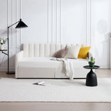 Flora - Upholstered Daybed With 2 Drawers Ribbed Tufted Backrest in Lavish Modern Design - Furniture Home Direct
