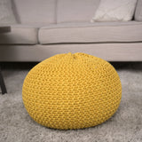 Bordeaux - Knitted Cotton Round Pouf, Versatile Ottoman And Floor Cushion - Furniture Home Direct