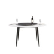 Modern Artificial Stone Round Dining Table, Can Accommodate 6 People Artificial Stone Turntable - Furniture Home Direct