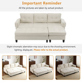 Sleeper Sectional Chenille L Shaped With Chaise Beige - Furniture Home Direct