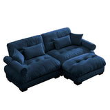 Modern Sectional Sofa With Ottoman, Round Bolster Armrests, Waist And Throw Pillows - Furniture Home Direct