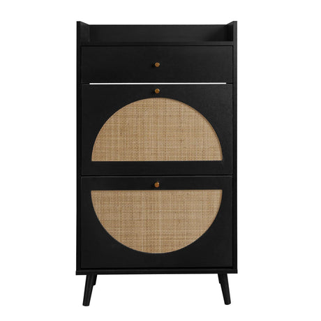 Allen - Rattan 2 Door 1 Drawer Cabinet Shoe Rack For Entrance - Furniture Home Direct