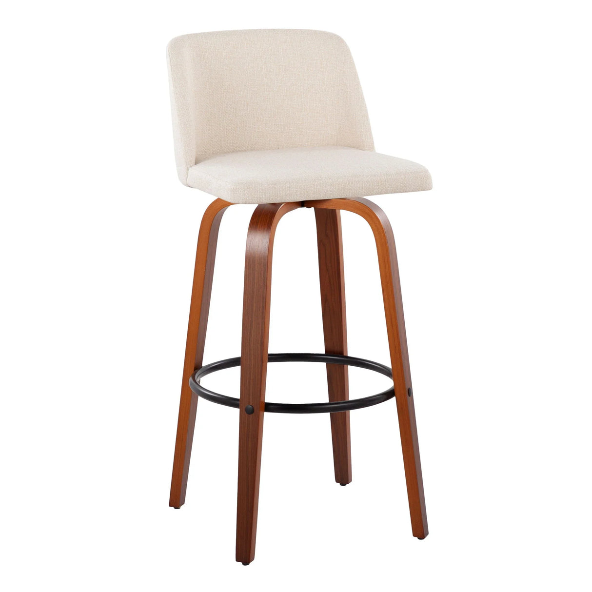 Toriano - Mid Century Modern Fixed Height Barstool Swivel And Round Footrest (Set of 2) - Furniture Home Direct