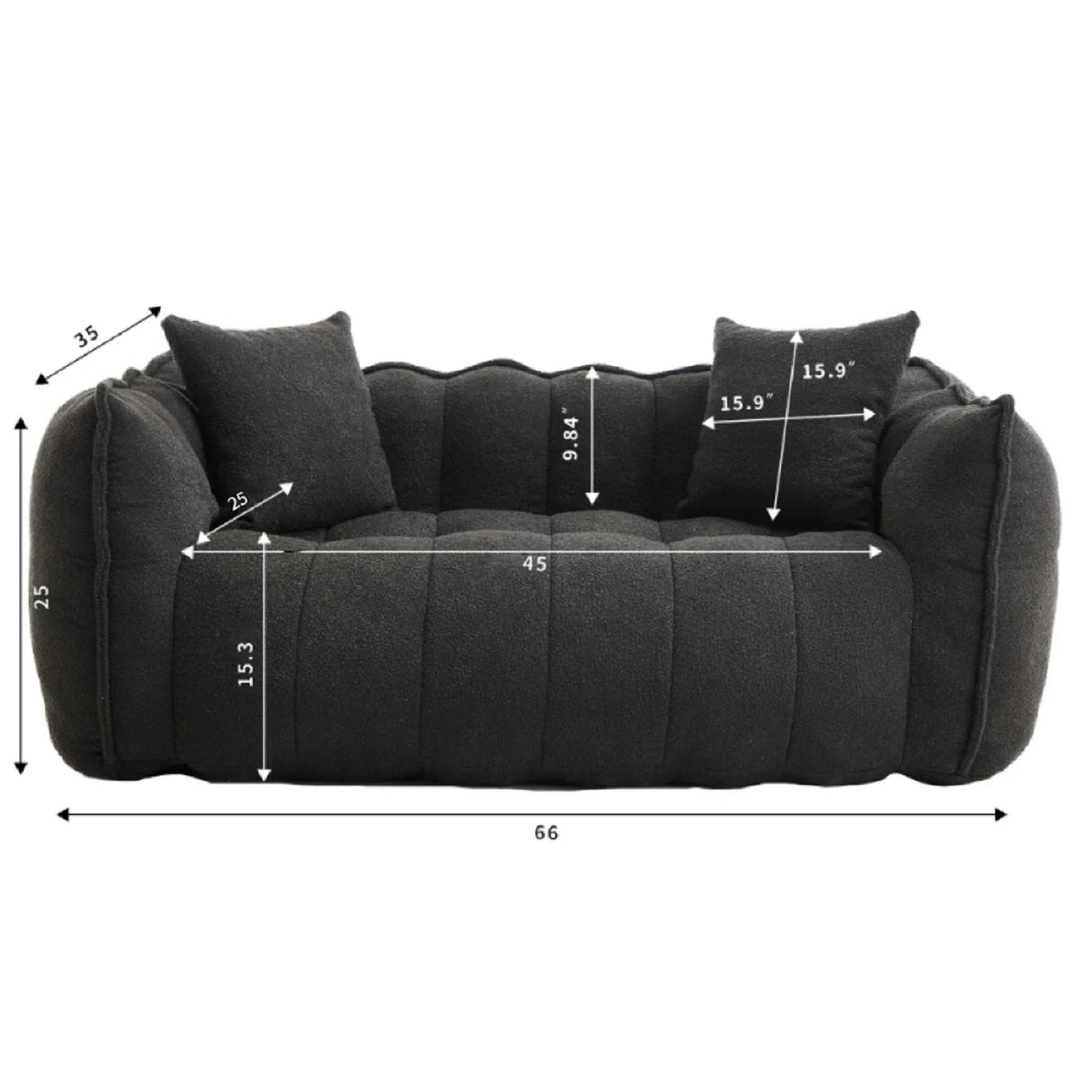 Cozy Beanbag Chair With High Resilience Foam Core For 2 - Furniture Home Direct