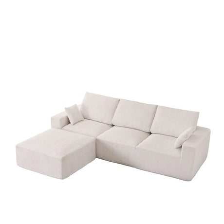 Modular Sectional Sofa With Ottoman, USB And Type C Charger, Petal Armrest Design - Furniture Home Direct