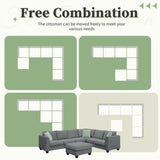Sectional Sofa Modern Fabric Modular With Ottoman Grey - Furniture Home Direct