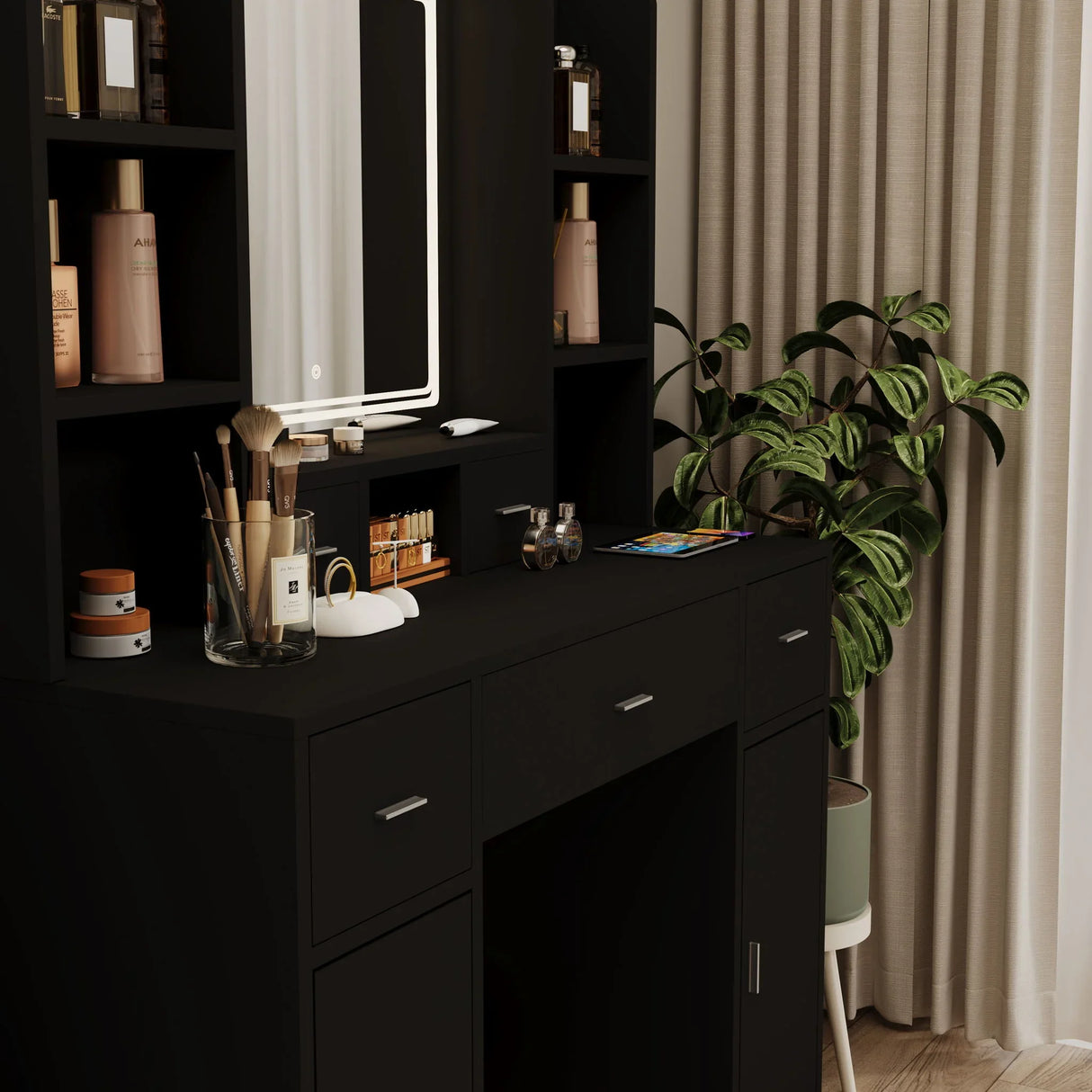 43.31" Newly Designed Smart Mirror Dressing Table With Drawers And Storage Cabinet, Dressing Table With Dressing Pad For Bedroom, Dressing Room - Furniture Home Direct