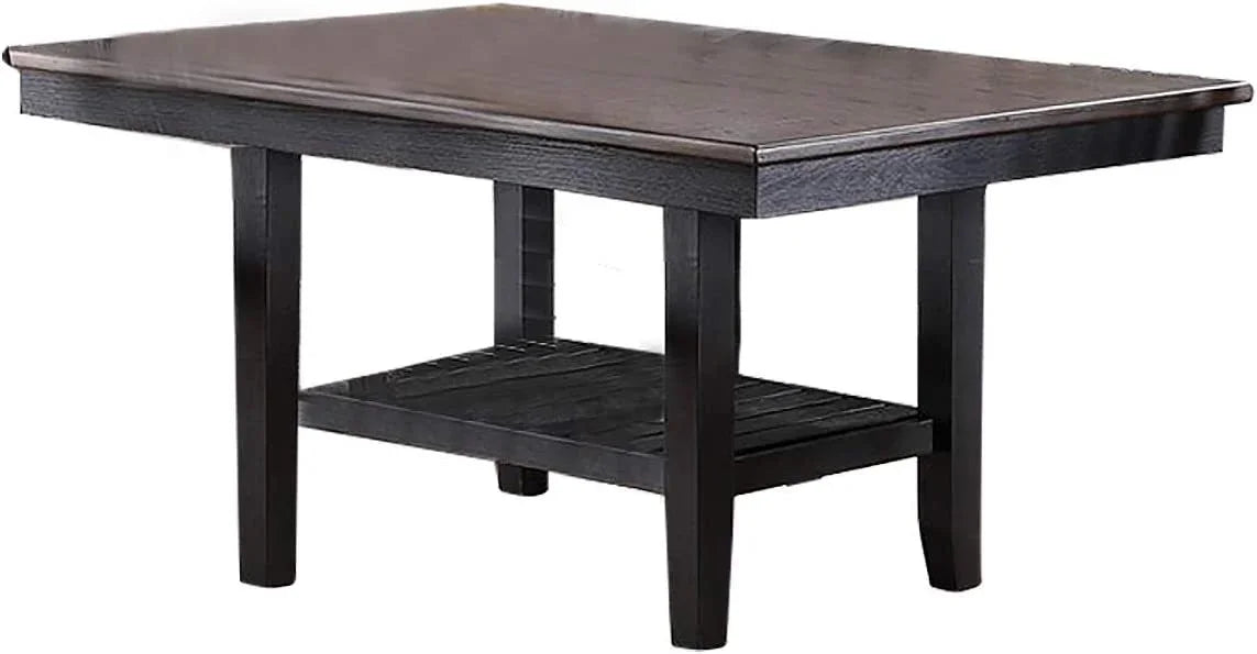Dining Set Transitional Table With Shelf 6 Chairs Coffee - Furniture Home Direct