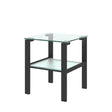 Glass Two Layer Tea Table, Small Round Table, Bedroom Corner Table, Living Room Side Table, Transparent (Set of 2) - Black - Furniture Home Direct