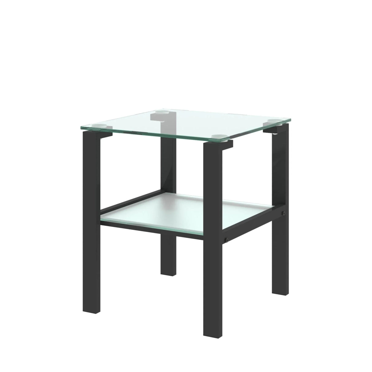 Glass Two Layer Tea Table, Small Round Table, Bedroom Corner Table, Living Room Side Table, Transparent (Set of 2) - Black - Furniture Home Direct