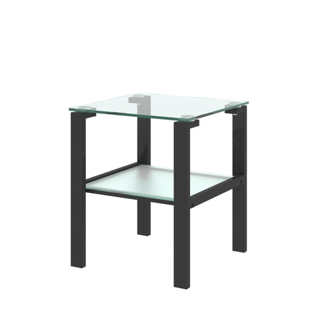 Glass Two Layer Tea Table, Small Round Table, Bedroom Corner Table, Living Room Side Table, Transparent (Set of 2) - Black - Furniture Home Direct