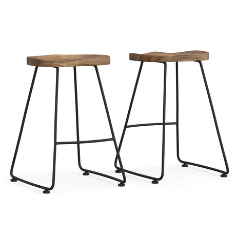 Amberly - Rustic Saddle Bar Stool (Set of 2) - Furniture Home Direct