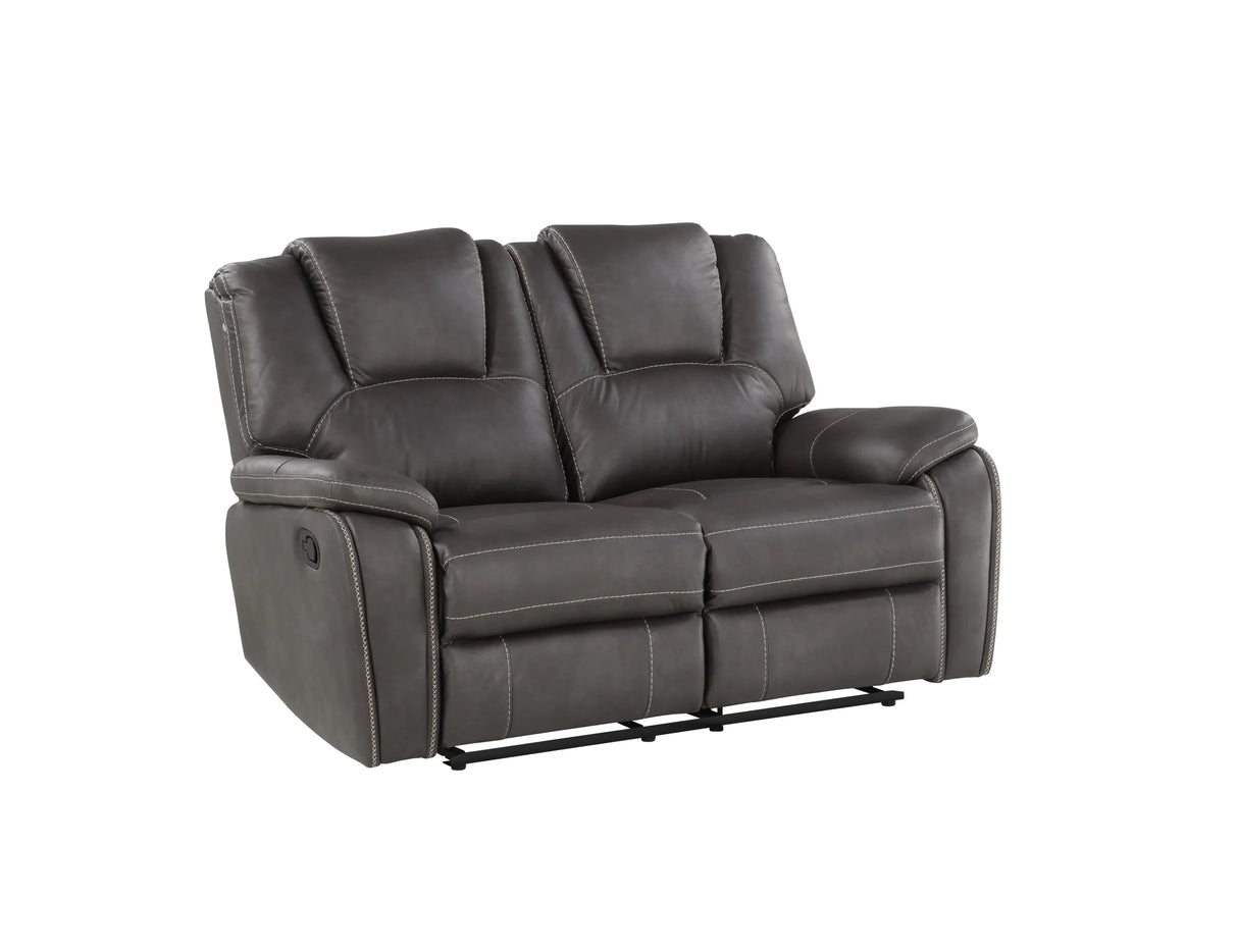 Katrine - Charcoal PU Manual Loveseat - Charcoal Black - Furniture Home Direct