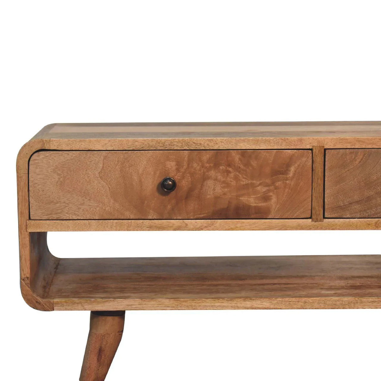 Reverse Curve Media Unit - Oak - Furniture Home Direct