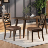 Country Style Dining Chairs (Set of 2) With Cross Back Design - Brown