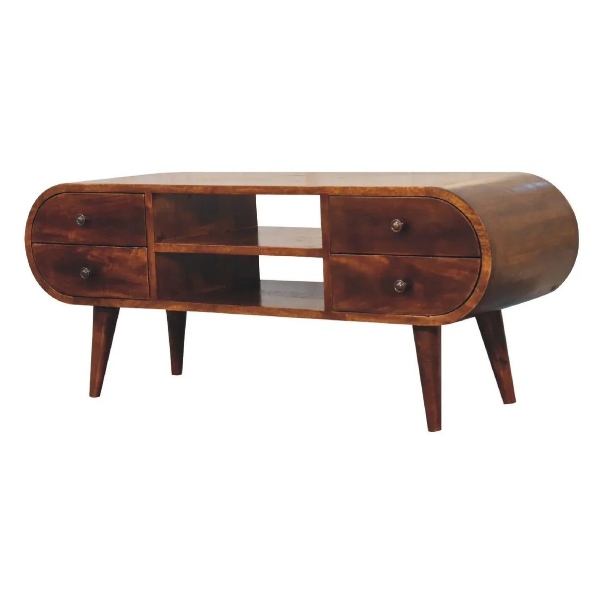 Circular Media Unit With 2 Open Slots - Furniture Home Direct