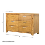 6 Drawer Dresser - Natural Wood / Brown - Furniture Home Direct