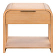 Modern 1 Drawer Waterfall Nightstand With Mid Century Design - Natural - Furniture Home Direct