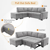Sleeper Sectional Sofa, L-Shape Corner Couch Sofa Bed With Storage Ottoman & Hidden Arm Storage & USB Charge For Living Room Apartment - Furniture Home Direct
