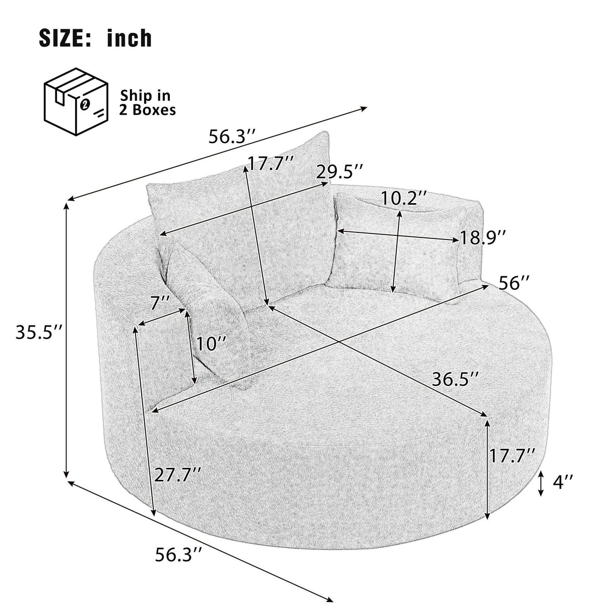 360° Swivel Accent Barrel Chair With 3 Removable Pillows For Living Room - Furniture Home Direct