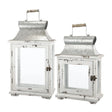 Wooden Candle Lantern Decorative, Hurricane Lantern Holder Decor For Indoor Outdoor, Home Garden Wedding - White - Furniture Home Direct