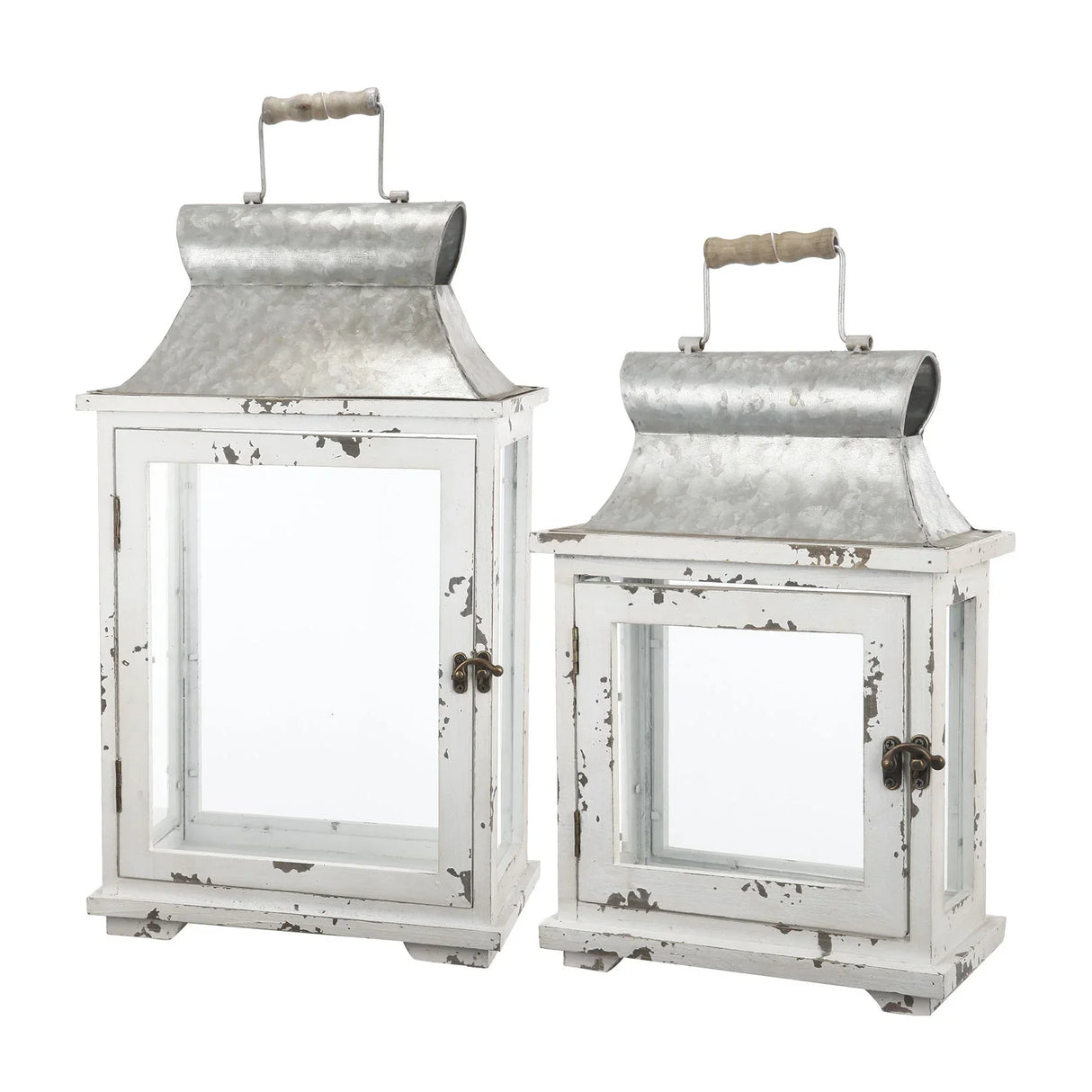 Wooden Candle Lantern Decorative, Hurricane Lantern Holder Decor For Indoor Outdoor, Home Garden Wedding - White - Furniture Home Direct