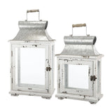 Wooden Candle Lantern Decorative, Hurricane Lantern Holder Decor For Indoor Outdoor, Home Garden Wedding - White - Furniture Home Direct