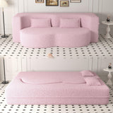 Modern Floor Sofa, With 2 Pillows, Convertible Teddy Fabric Foam Filled Bed - Furniture Home Direct