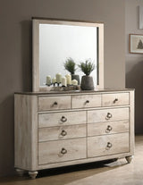 Bedroom Set 5 Piece Queen Bed Distressed Finish White Wash - Furniture Home Direct