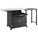 Versatile Outdoor Cabinet With Folding & Expandable Work Surfaces, Ample Storage Space, And Lockable Wheels - Matte Black - Furniture Home Direct