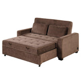66.5" Upholstered Loveseat With Pull Out Bed, Two Throw Pillows, Dual USB Charging Port and Adjustable Backrest - Brown - Furniture Home Direct