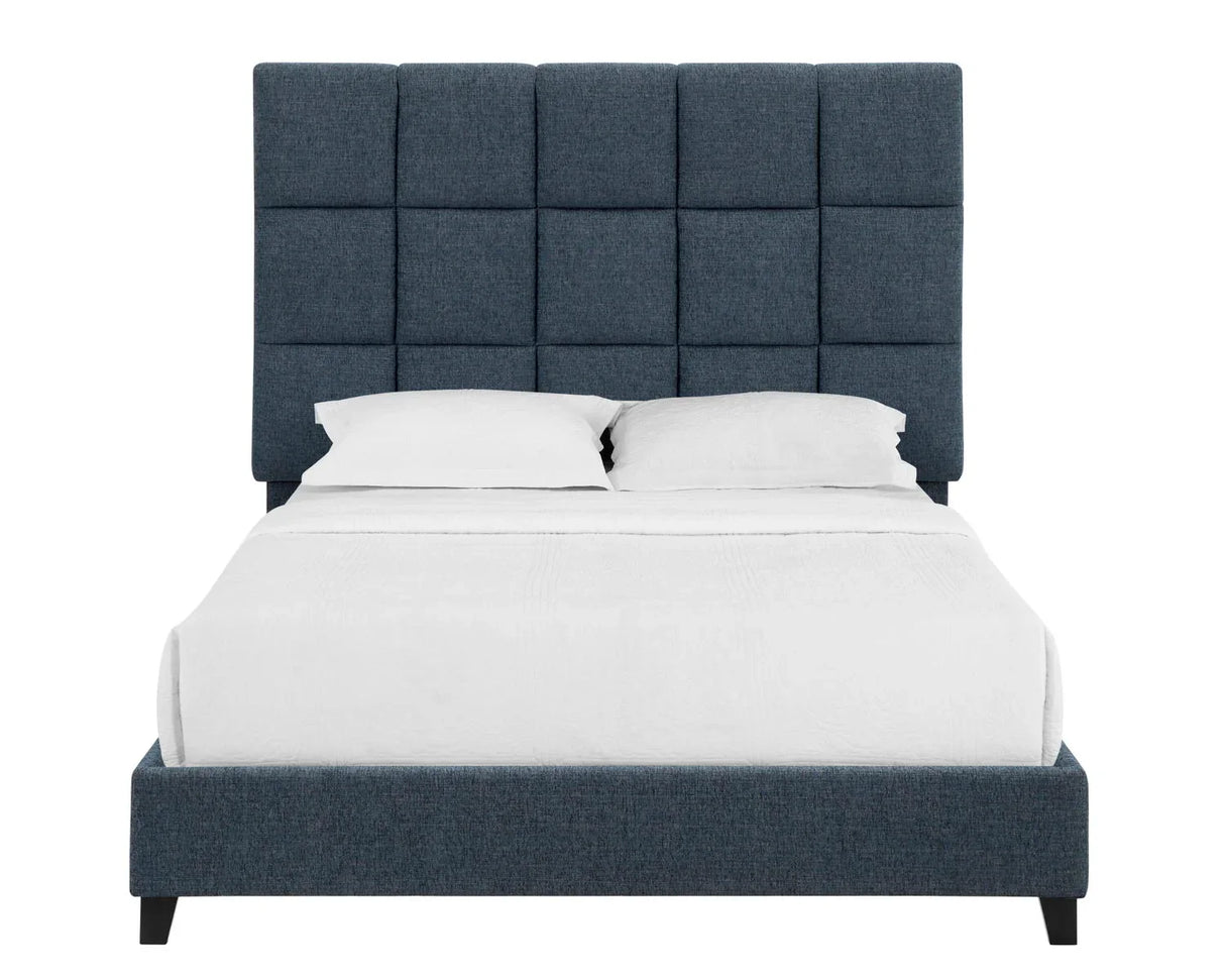 Squares Upholstered Platform Bed - Furniture Home Direct