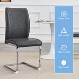 Dining Chairs Cantilever Metal Frame Polished PU Dark Gray - Furniture Home Direct