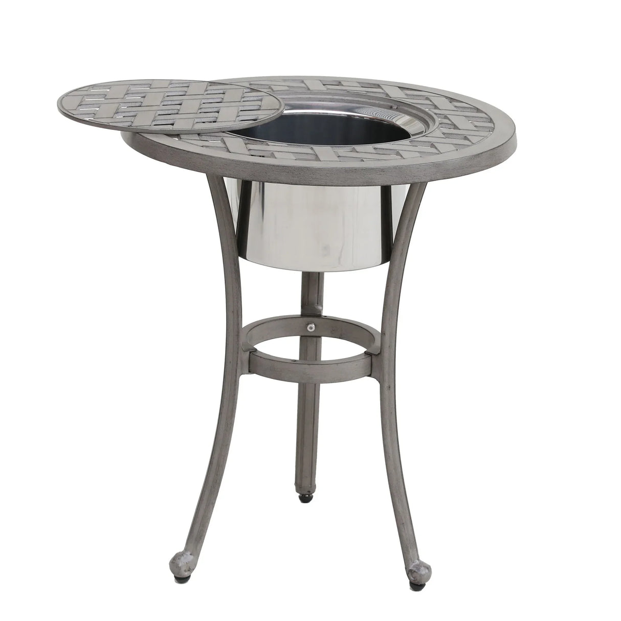 21" Cast Aluminum Round Table With Ice Bucket - Furniture Home Direct