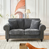 2 Seater Sofa With Rolled Arms, Tufted Upholstered Couch - Furniture Home Direct
