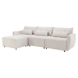 113.3 Modular Sectional With Ottoman And USB C Ports Beige - Furniture Home Direct