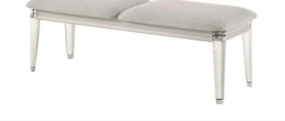 Laveda - Boucle Bench - Light Gray / White - Furniture Home Direct