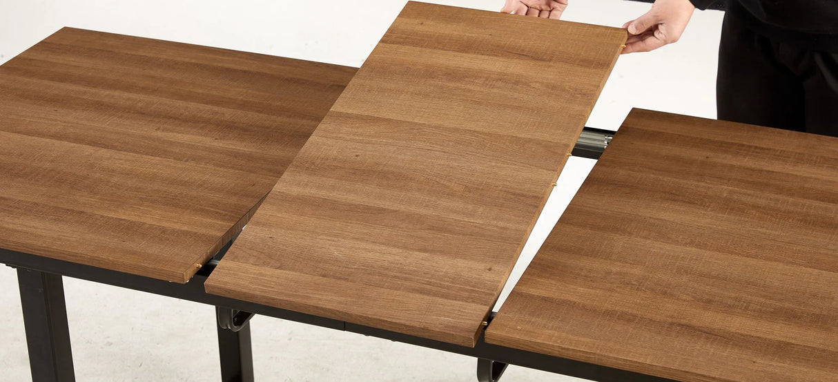 Square Extendable Dining Table With Metal Leg, Modern Space Saving Kitchen Table For Living Room - Furniture Home Direct