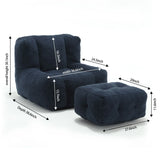 Modern Indoor Fluffy Bean Bag Chair With Memory Foam And Ottoman, Super Soft - Furniture Home Direct