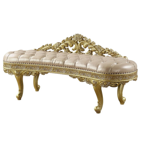 Cabriole - Synthetic Leather Bench - Gold - Furniture Home Direct